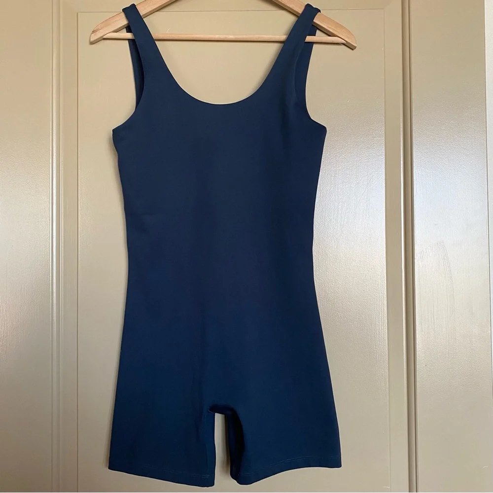 Girlfriend Collective Bike Unitard in Midnight Navy M